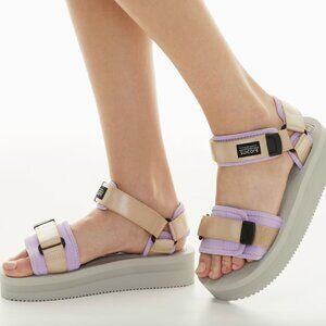 Suicoke Vibram Platform Sandals Beige and Lilac Size 7 US 9